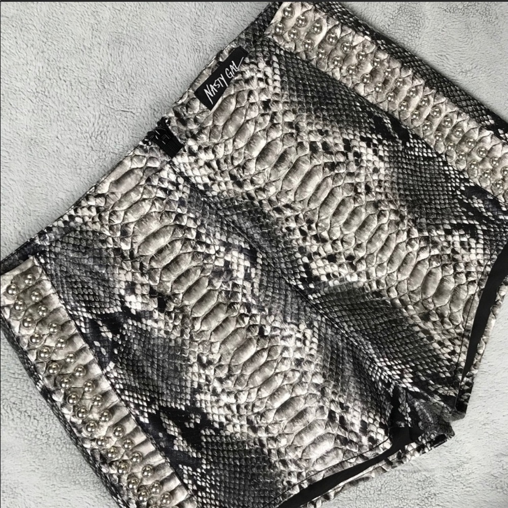 Nasty Gal Leather Snake Shorts